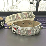 Y2K Heart Skull Bone Letters Bracelet Harajuku Punk Leather Bangle