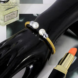 Women Steel Cable Bangle Pearl Bracelet Jewelry