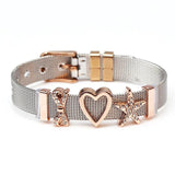 Colorful Stainless Steel Mesh Bracelet Bangle with Slide Charms
