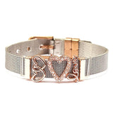 Colorful Stainless Steel Mesh Bracelet Bangle with Slide Charms