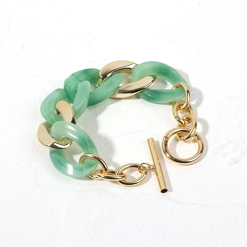 Green Resin Bracelets Acrylic Lasso Friendship Bracelets for Women