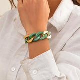 Green Resin Bracelets Acrylic Lasso Friendship Bracelets for Women