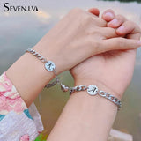 26 Letters Charm Couple Bracelet Heart Magnet Stainless Steel Bracelets