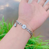 26 Letters Charm Couple Bracelet Heart Magnet Stainless Steel Bracelets
