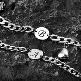 26 Letters Charm Couple Bracelet Heart Magnet Stainless Steel Bracelets