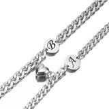 26 Letters Charm Couple Bracelet Heart Magnet Stainless Steel Bracelets