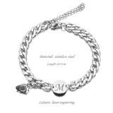 26 Letters Charm Couple Bracelet Heart Magnet Stainless Steel Bracelets