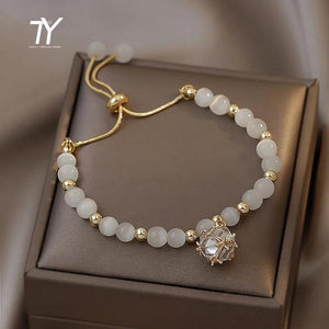 Opals Charm Bracelets Geometric Zircon Pendant Bracelet