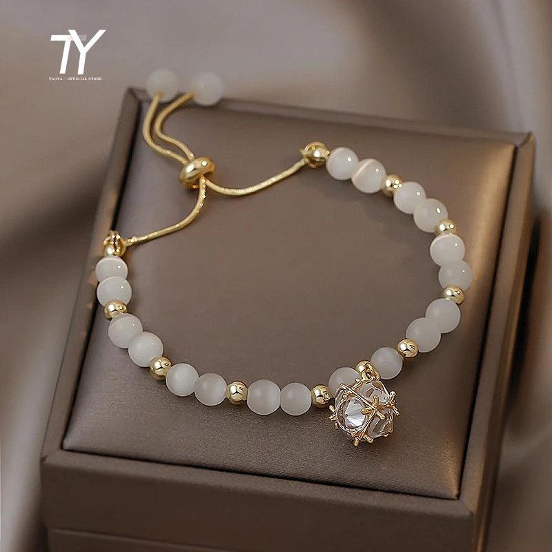 Opals Charm Bracelets Geometric Zircon Pendant Bracelet