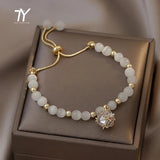 Opals Charm Bracelets Geometric Zircon Pendant Bracelet