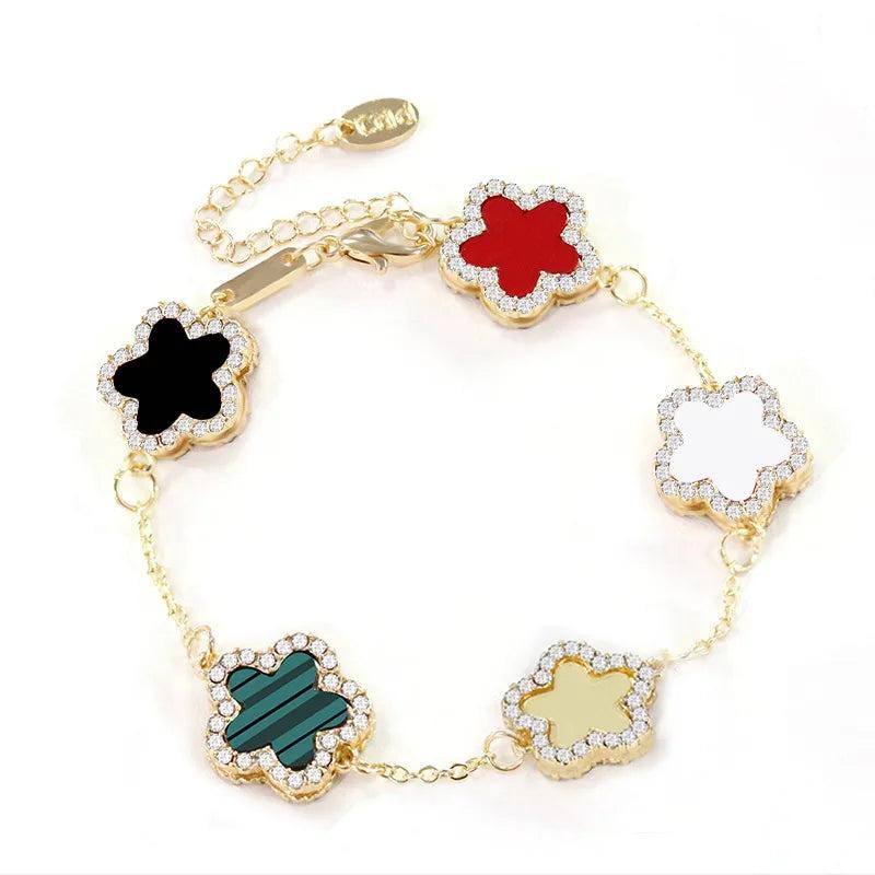 Zircon Flowers Double-sided Bracelet for Women