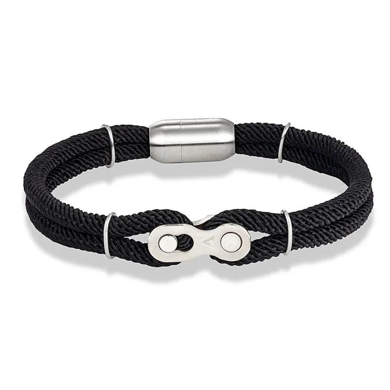 Punk Rock Bicycle Chain Bracelet Wristband Stainless Steel Magnet Buckle