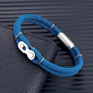 Punk Rock Bicycle Chain Bracelet Wristband Stainless Steel Magnet Buckle