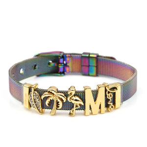 Two-tone Mesh Bracelet with Golden Love Heart Beads