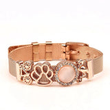 Two-tone Mesh Bracelet with Golden Love Heart Beads