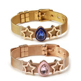 Two-tone Mesh Bracelet with Golden Love Heart Beads