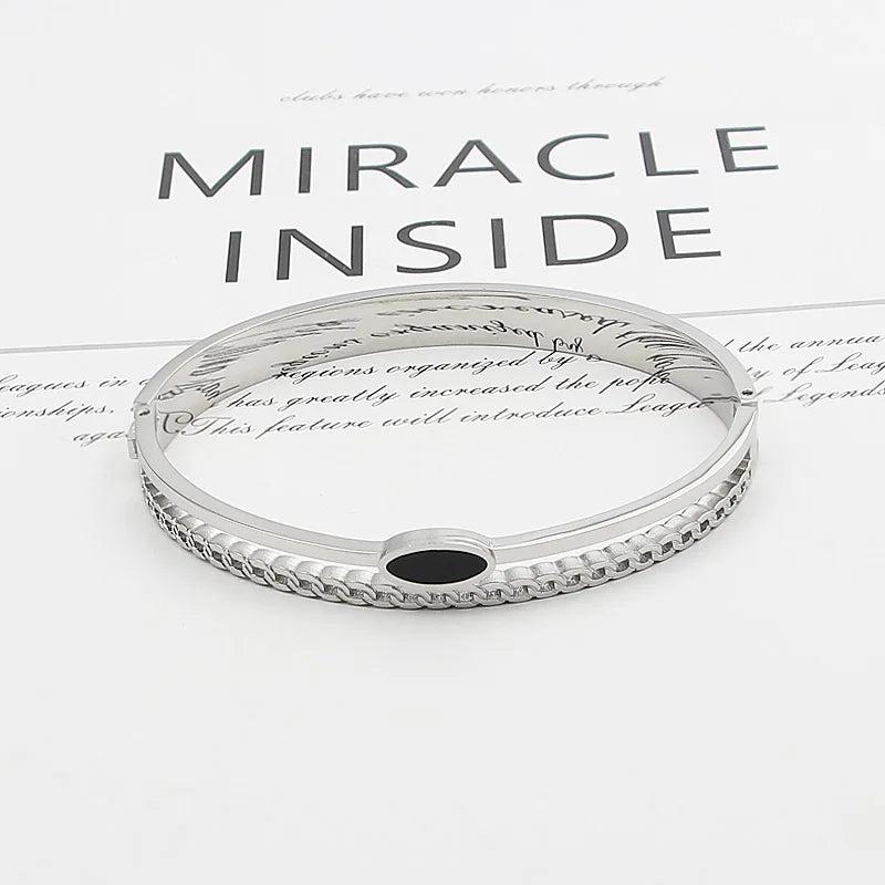 Enamel Bangle Stainless Steel Bracelet Jewelry Femme Gift
