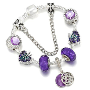 Romantic Eiffel Tower Charm Bracelet Flower Pendant Women's Gift