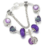 Romantic Eiffel Tower Charm Bracelet Flower Pendant Women's Gift