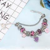 Romantic Eiffel Tower Charm Bracelet Flower Pendant Women's Gift