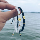 26 Letter Titanium Steel Disc Woven Bracelet, 18K Plating Jewelry