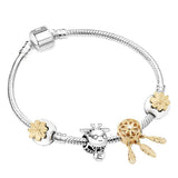 Friendship Crown Beads Charm Bracelet with Silver Snake Chain for Women