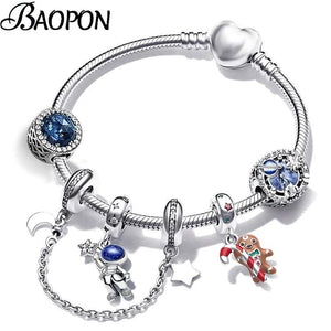 Friendship Crown Beads Charm Bracelet with Silver Snake Chain for Women