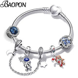 Friendship Crown Beads Charm Bracelet with Silver Snake Chain for Women