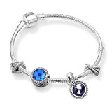 Friendship Crown Beads Charm Bracelet with Silver Snake Chain for Women