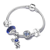 Friendship Crown Beads Charm Bracelet with Silver Snake Chain for Women