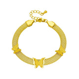 316L Stainless Steel Wide Web Chain Butterfly Charm Bracelet