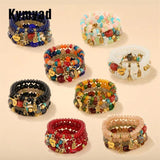 Bohemia Bracelet Women Multilayer Beads Stone Owl Charm Jewelry
