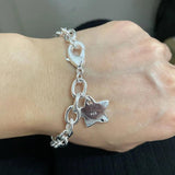 925 Silver Bracelet Star Charm for Women Men Link Chain