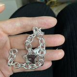 925 Silver Bracelet Star Charm for Women Men Link Chain