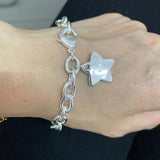925 Silver Bracelet Star Charm for Women Men Link Chain