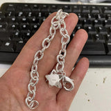 925 Silver Bracelet Star Charm for Women Men Link Chain