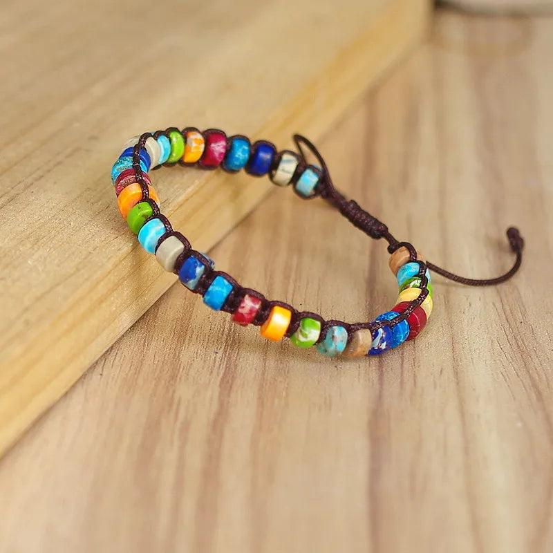 7 Chakra Bracelet DIY Woven Natural Stone Boho Yoga Charm Bangle Women Jewelry