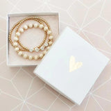 3pcs Mama Bracelet Set Beaded Wristband Wooden Bead Bangle Mother's Gift