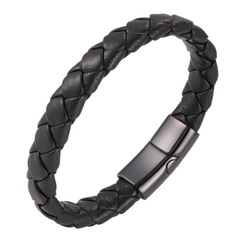 Men's Braided Leather Bracelet in Brown