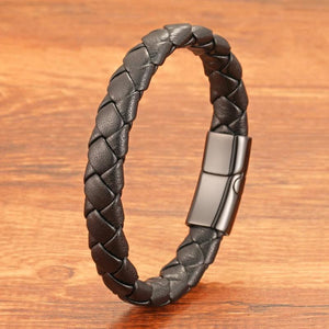 Men's Braided Leather Bracelet in Brown