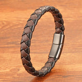 Men's Braided Leather Bracelet in Brown