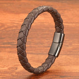 Men's Braided Leather Bracelet in Brown