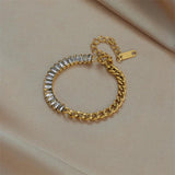 316L Stainless Steel Square Crystal Bracelet Colorful Body Jewelry