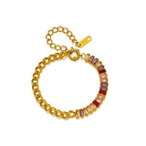 316L Stainless Steel Square Crystal Bracelet Colorful Body Jewelry