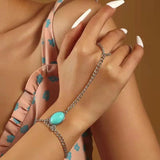 Bohemian Stone Finger Bracelet for Women Girls