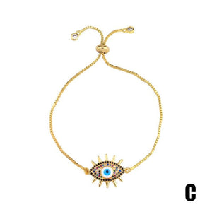 Plated Evil Eye Bracelet Women CZ Rainbow Eye Bracelet Girls Tennis Evil Eye Jew