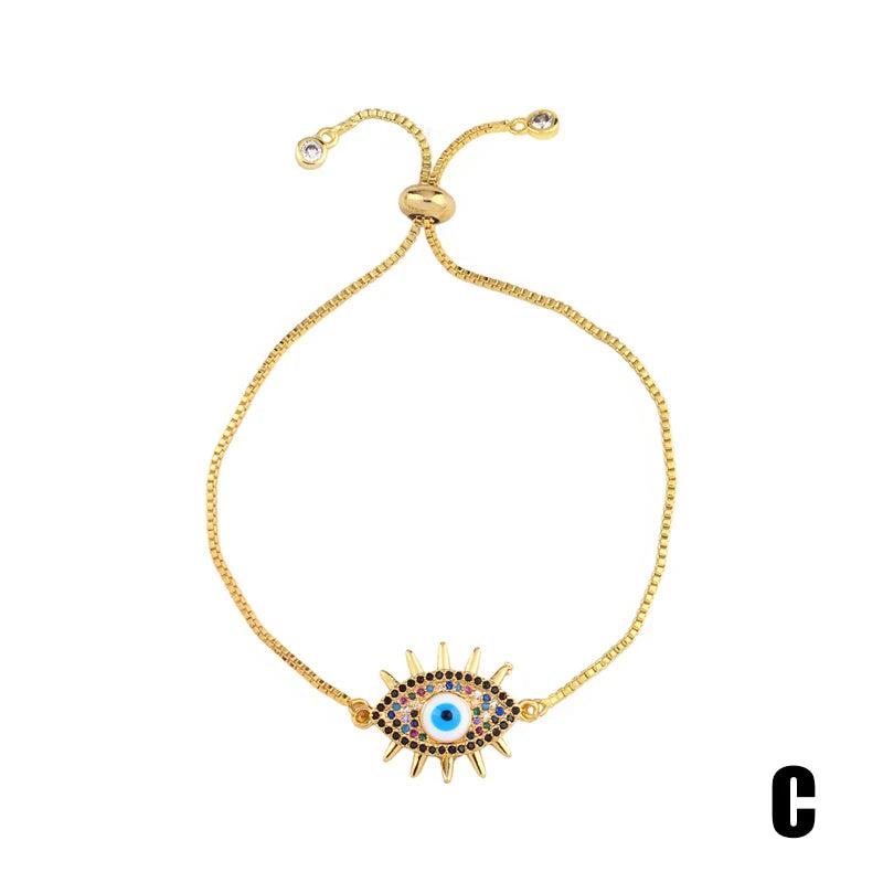 Plated Evil Eye Bracelet Women CZ Rainbow Eye Bracelet Girls Tennis Evil Eye Jew