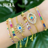 Plated Evil Eye Bracelet Women CZ Rainbow Eye Bracelet Girls Tennis Evil Eye Jew