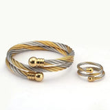 Stainless Steel Braided Cuff Bracelets Set Chain Link Sporty Wrap Bangles
