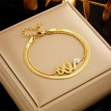 316L Stainless Steel Snake Charm Bracelet For Women 2in1 Wrist Chains